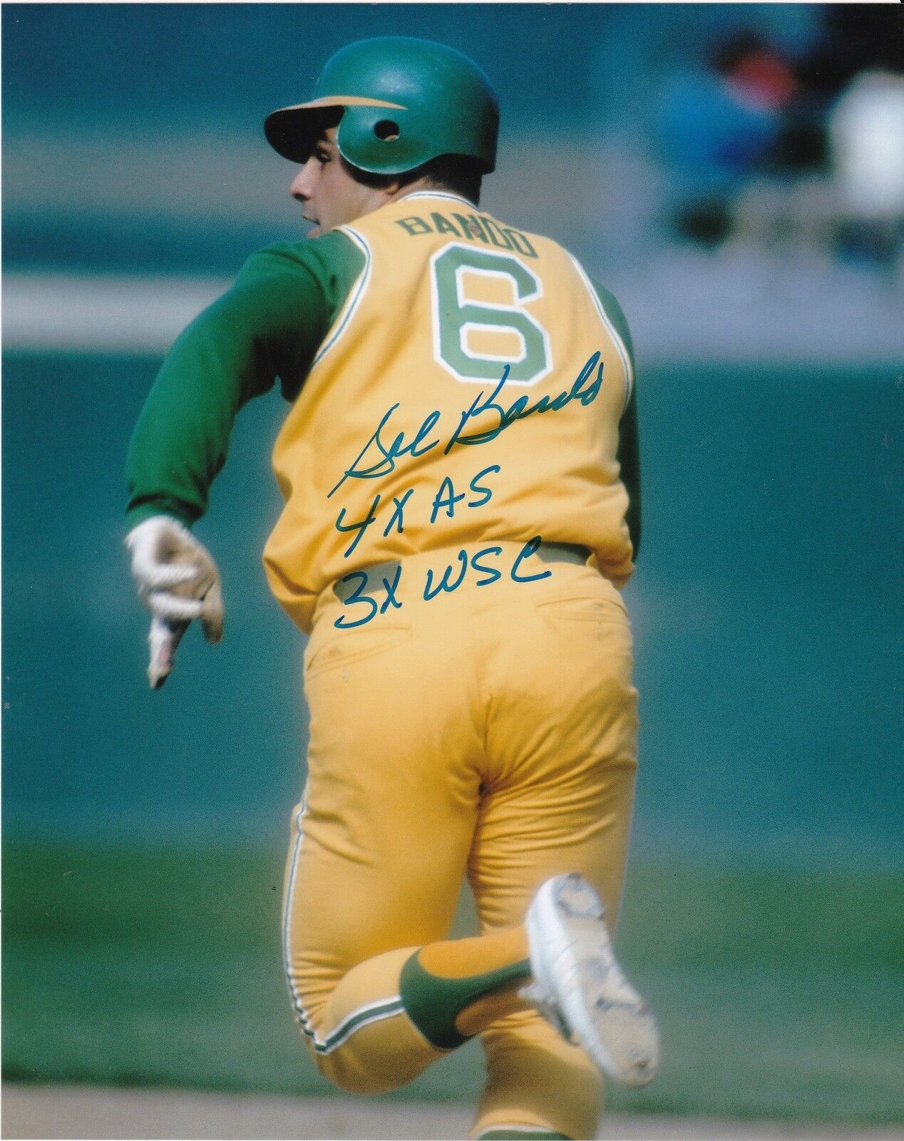 SAL BANDO OAKLAND A'S 4 X AS / 3 X WSC ACTION SIGNED 8x10