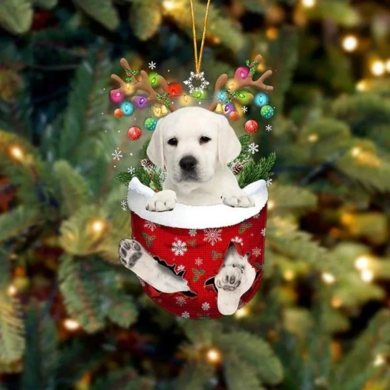 VigorDaily Labrador In Snow Pocket Christmas Ornament SP023