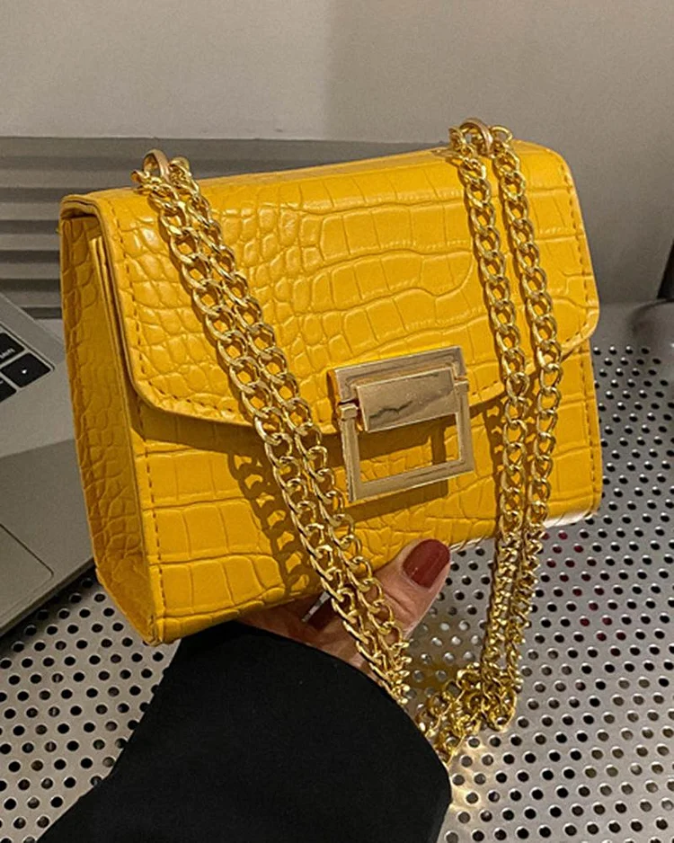 Crocodile Chain Strap Shoulder Bag