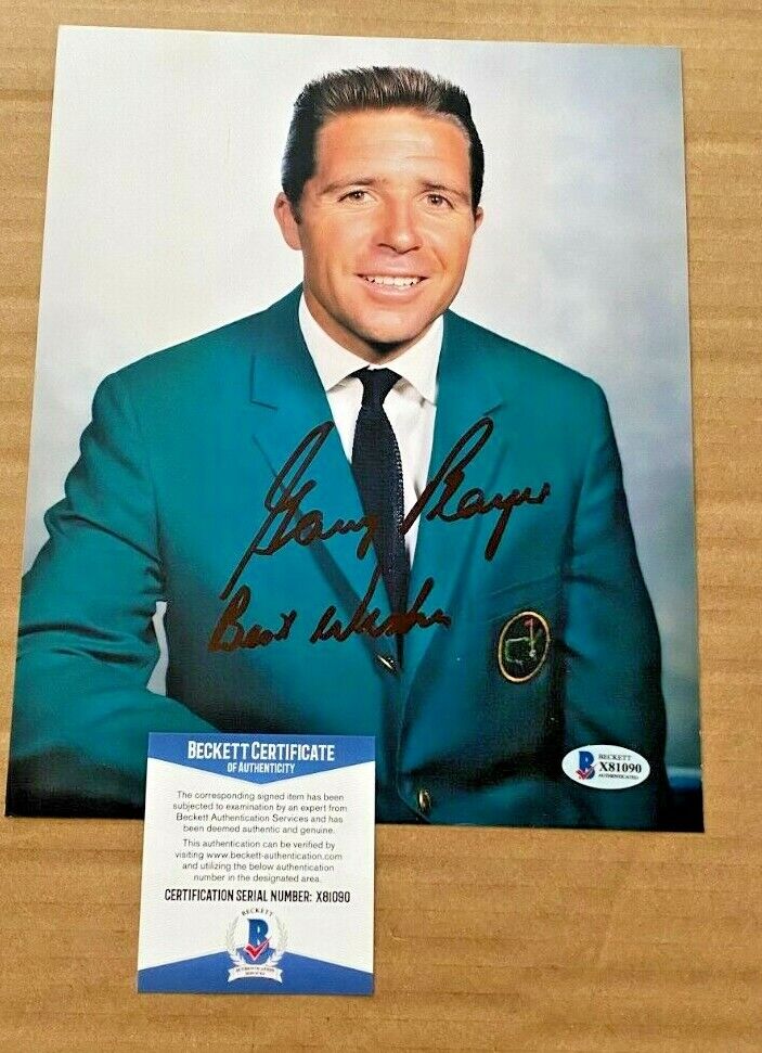 GARY PLAYER SIGNED MASTERS 8X10 PGA GOLF Photo Poster painting BECKETT CERTIFIED #5