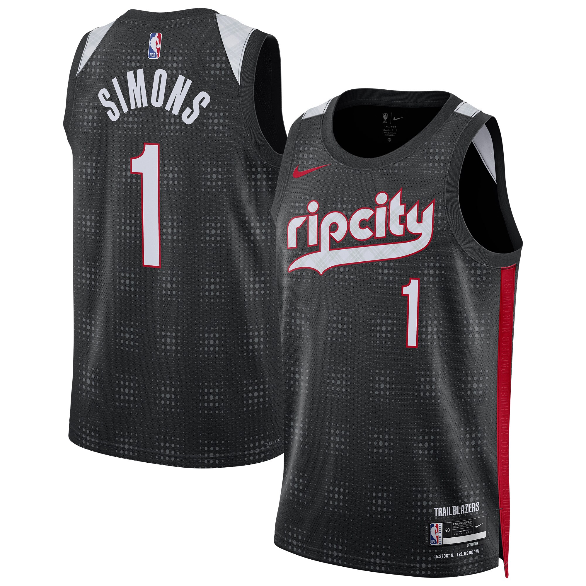 Unisex Portland Trail Blazers Anfernee Simons  Black 2024/25 Swingman Jersey - City Edition mysite