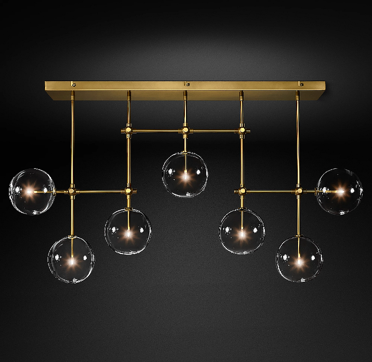 Fulcrum Glass globe mobile linear chandelier 60" Vjlight