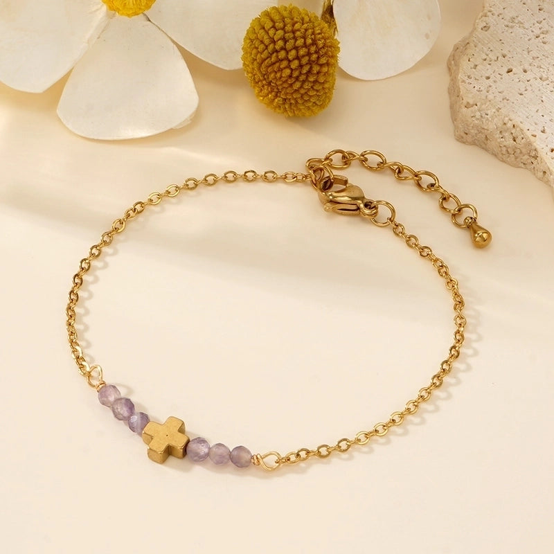 Casual Cross 304 Stainless Steel Cable Chain Bracelets In Bulk Stainless Steel Bracelets