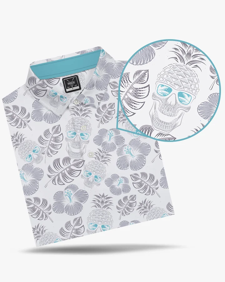 Pineapple Skull Polo - White