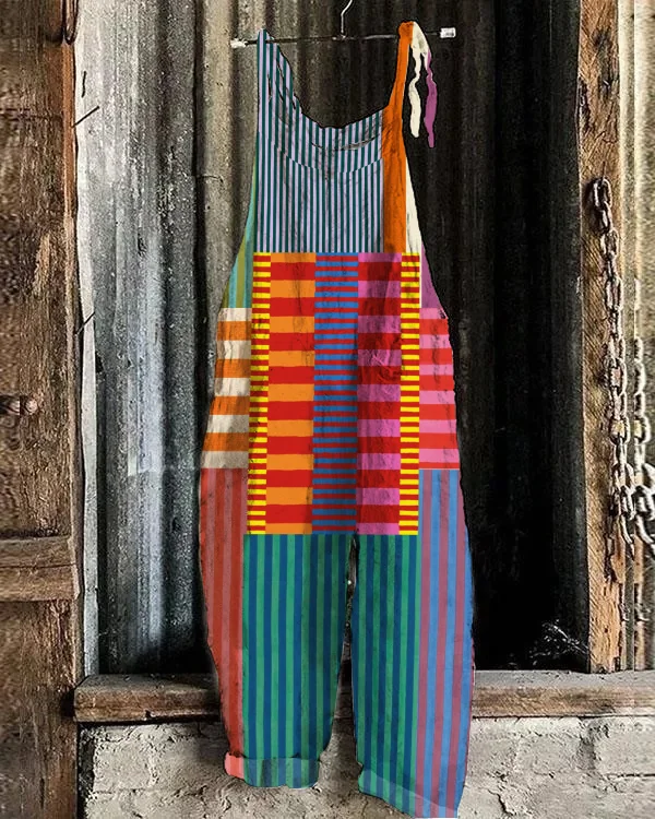 Abstract Geometric Print Casual Wide-leg Jumpsuit