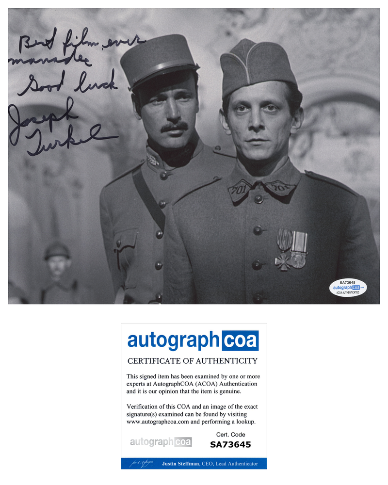 JOSEPH TURKEL SIGNED 8X10 Photo Poster painting AUTOGRAPHED JOE PATHS OF GLORY