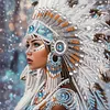 Native American Girl Partial Drill Diamond Painting Kit 30x30cm Special Shaped Rhinestones DIY Craft for Adults Beginners Home Decor