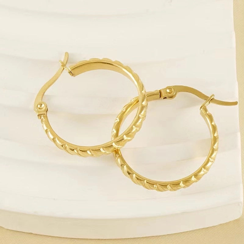 1 Pair Elegant Minimalist Solid Color 304 Stainless Steel 18K Gold Plated Stainless Steel Earrings