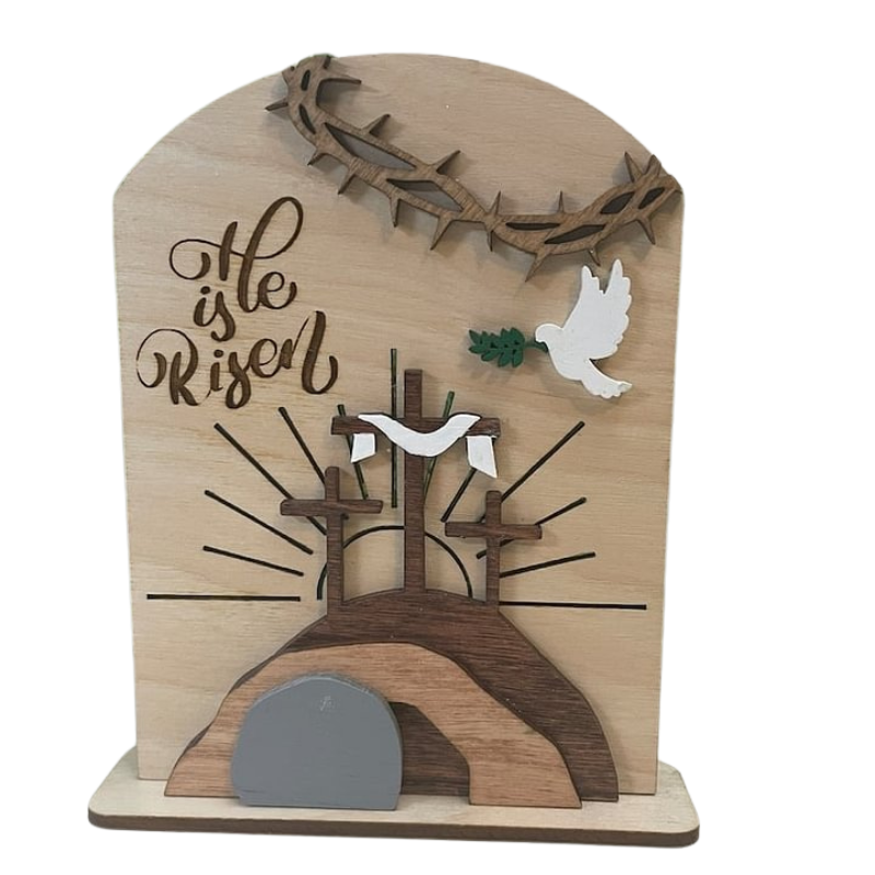 Empty Tomb “ He is Risen” Religious Decor