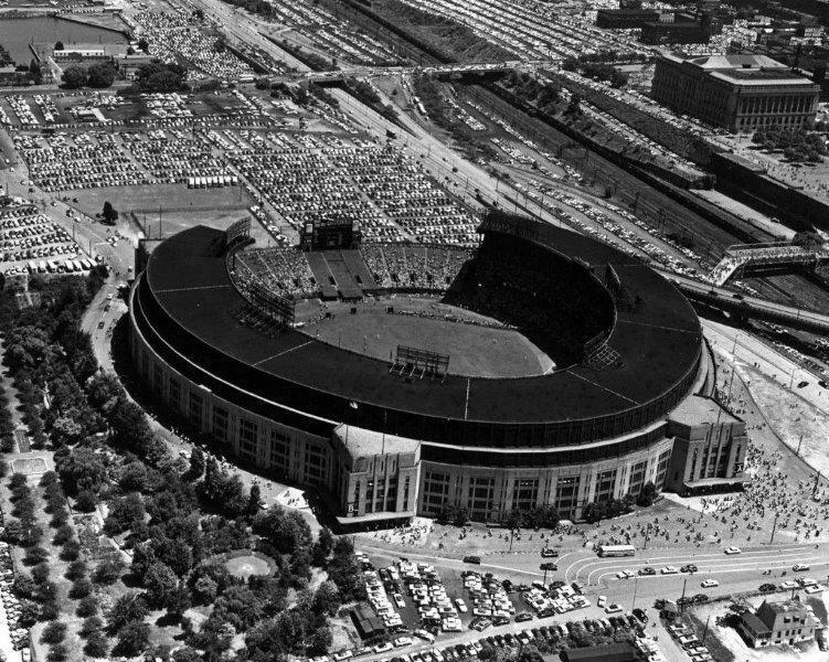 CLEVELAND MUNICIPAL STADIUM Aerial Indians Browns Glossy 8 x 10 Photo Poster painting Poster