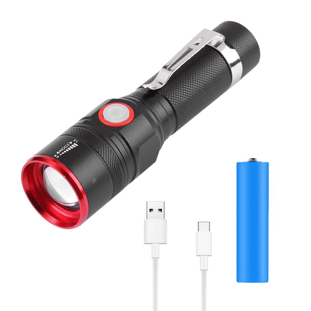 

Zoomable USB Rechargeable T6 LED Flashlights Camping 3 Modes Flashlight, 501 Original
