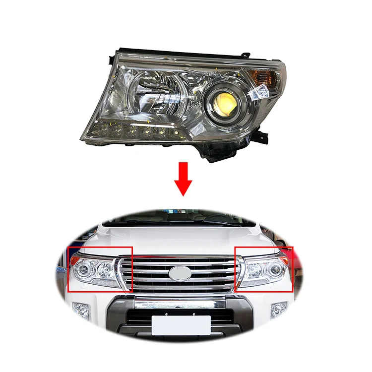 Original LED head light head lamp for toyota land cruiser landcruiser LC200 headlight 2010-2012 half assembly lc200 headlamp ITN Auto