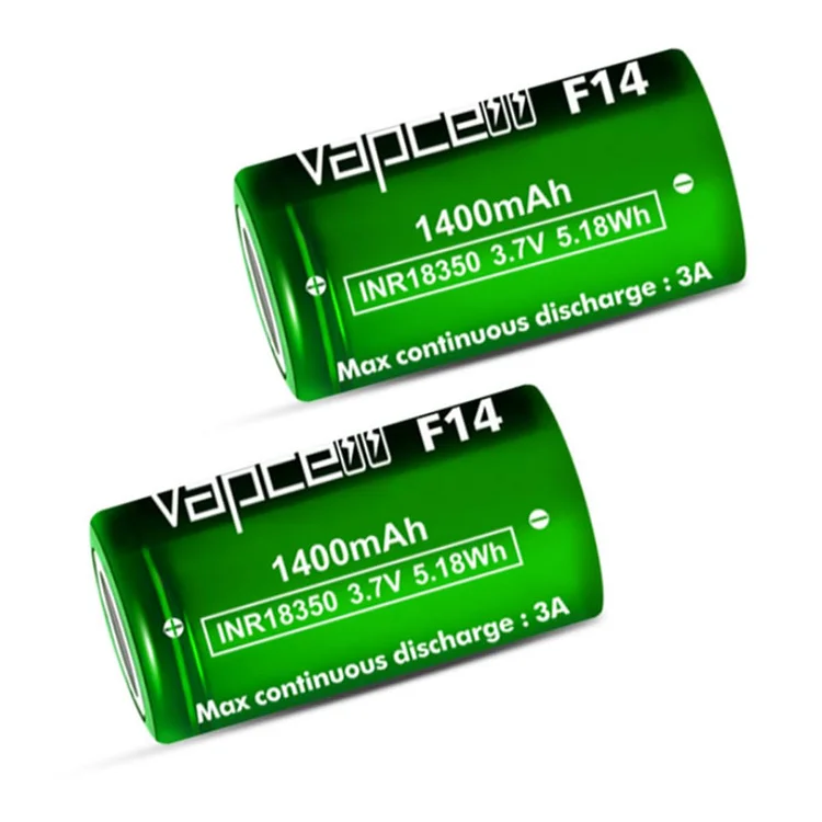 Vapcell 18350 1400mAh 3A IMR Flat top Rechargeable Battery (Pack of 2) 