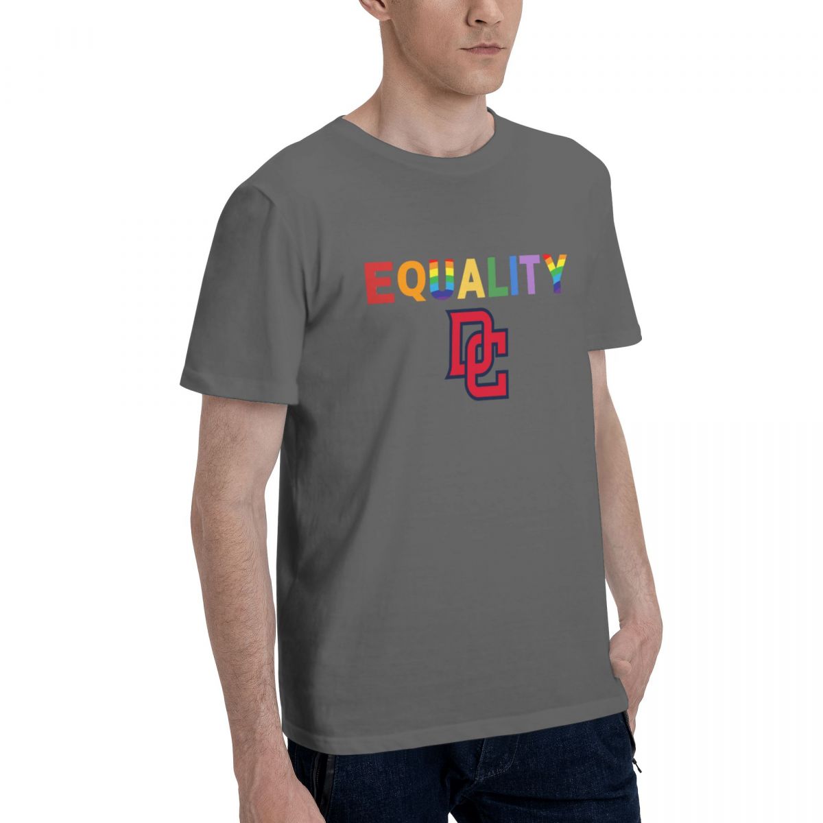 Washington Nationals Rainbow Equality Pride Men's Cotton Crewneck T-Shirt