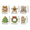 (US Local)6pcs Xmas Cookies  DIY Diamond Painting Art Pendant Wall Door Decoration