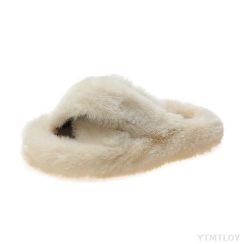 Summer Fluffy Raccoon Fur Slippers Shoes Women Real Fox Flip Flop Flat Furry Slides Outdoor Sandals Amazing Indoor Ytmtloy