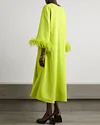 Houston Feather Trimmed Crepe Midi Dress