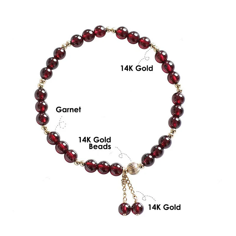 Natural Garnet 14K Gold Calm Bracelet