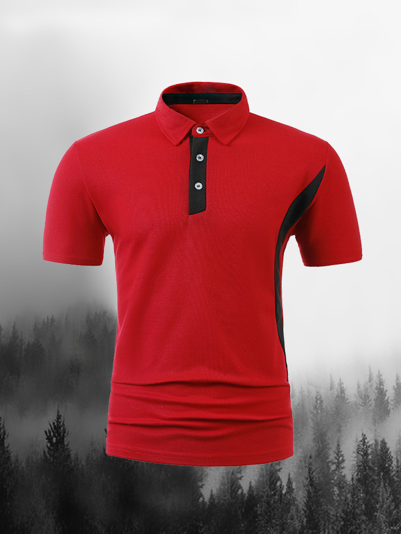 Men's Casual Contrast Color Lapel Polo Shirt