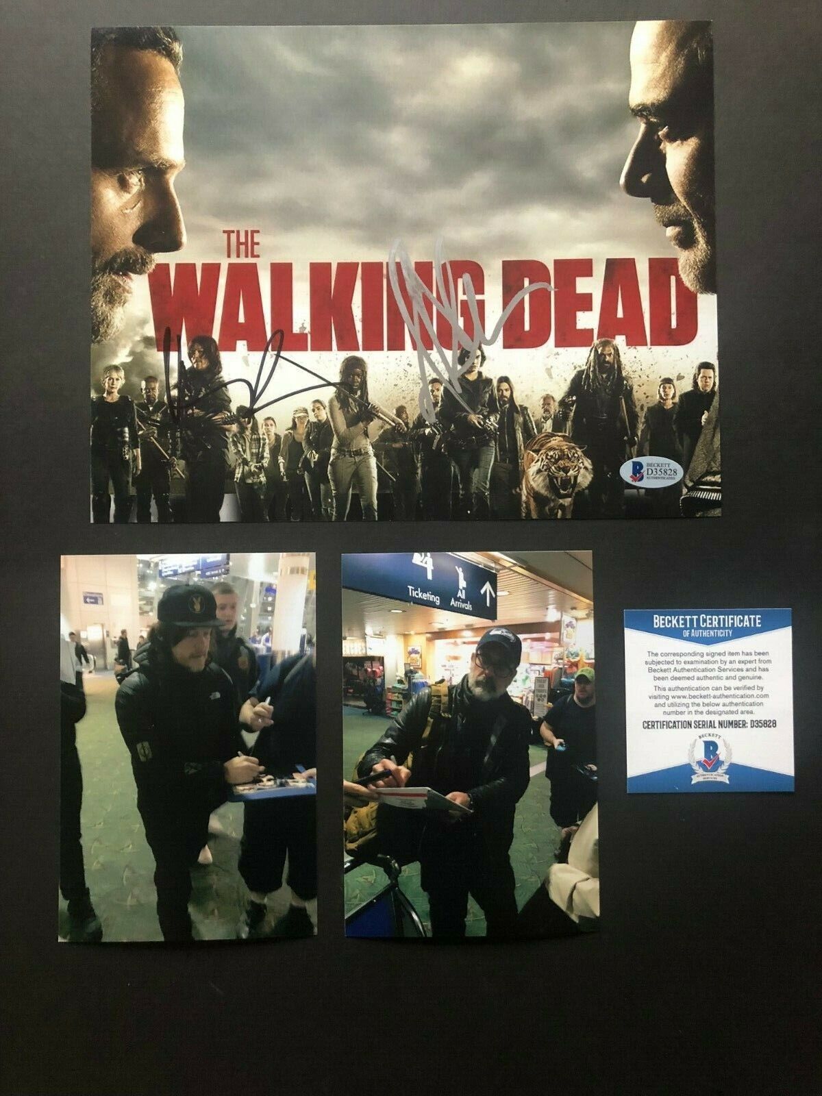 Jeffrey Dean Morgan Norman Reedus signed Walking Dead 8x10 Photo Poster painting Beckett BAS coa