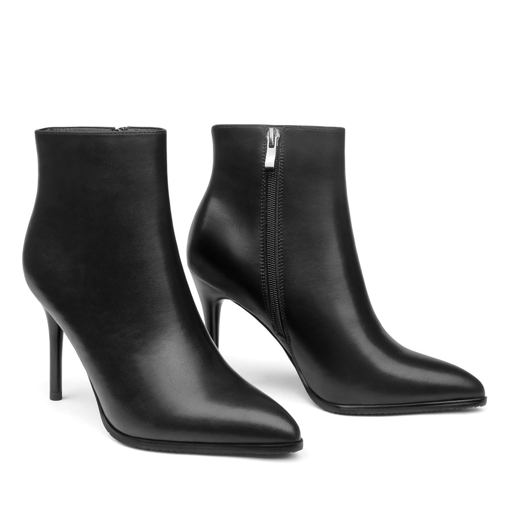 Women's Side Zipper Ankle Boots Heeled Shoes-MERUMOTE