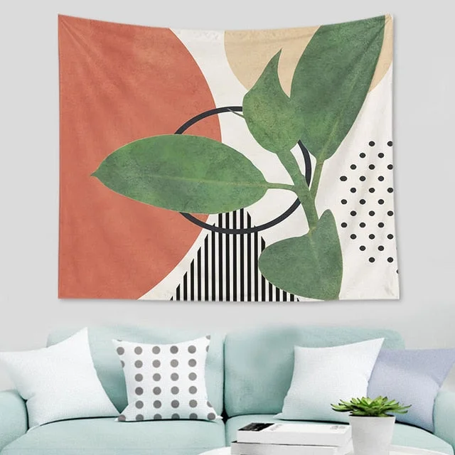 Abstract nordic Geometric Tapestry Tropic Modern Art Brown Wall Hanging ins Tapestry Decorative Tapestry For Home Decoration
