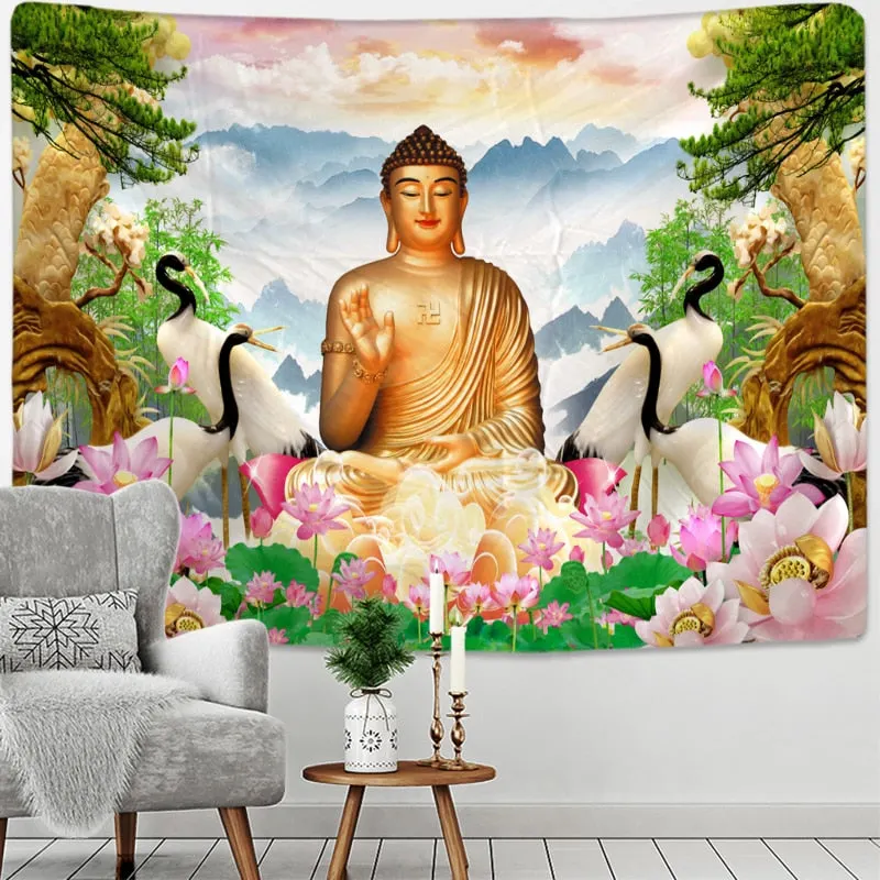 Indian Buddha Meditation Tapestry Wall Hanging Mandala Hippie Bohemia Religion Yoga Mat Sheet Home Decor