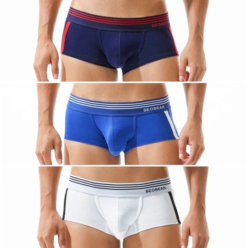 Aonga Cyber Monday Sales 3 Pieces / Lot Brand Underwear Men Boxer U Pouch  Underpants Cotton Trunks Boxers Shorts Male Panties Low Waist Size M-XXL