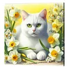 Framed Diamond Painting - Full Round Drill - White Cat (25x25cm)