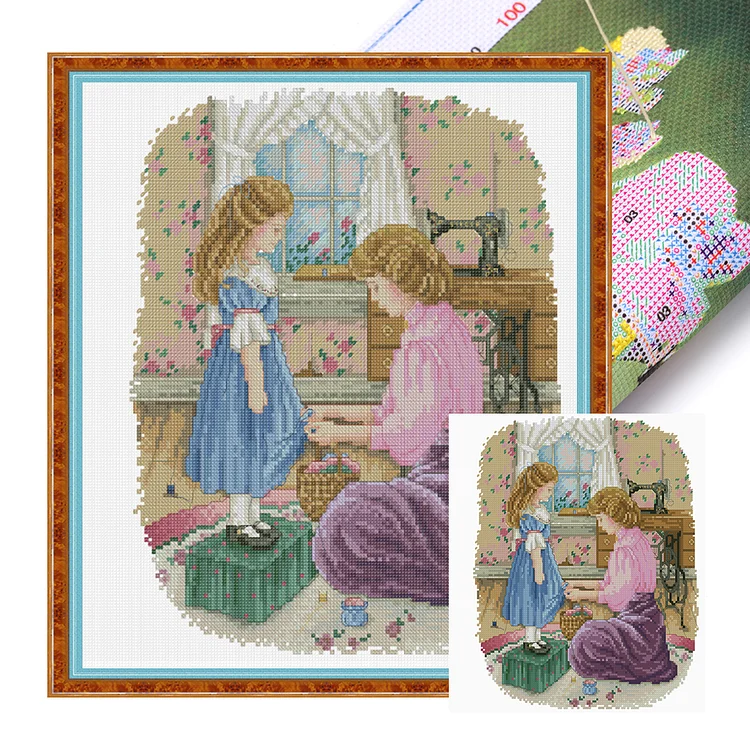 Xiaobai Brand- Maternal love- 14CT - 2 Strands Threads Printed Cross Stitch - 31*36cm(Canvas)