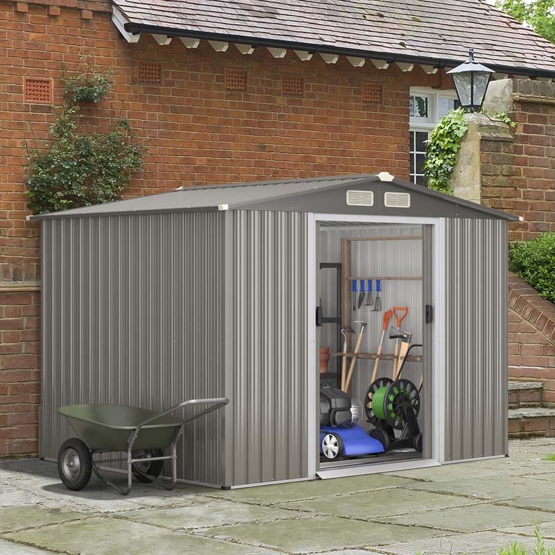 Eletriclife 8 x 6 Feet Galvanized Steel Storage Shed for Garden Yard