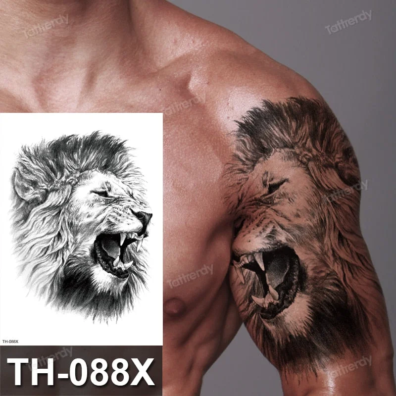 DIY Forest Design Waterproof Fake Temporary Tattoo Wolf Sexy Women Body Art Arm Tattoos Paper For Men Boys Girls Tatoo Large Big
