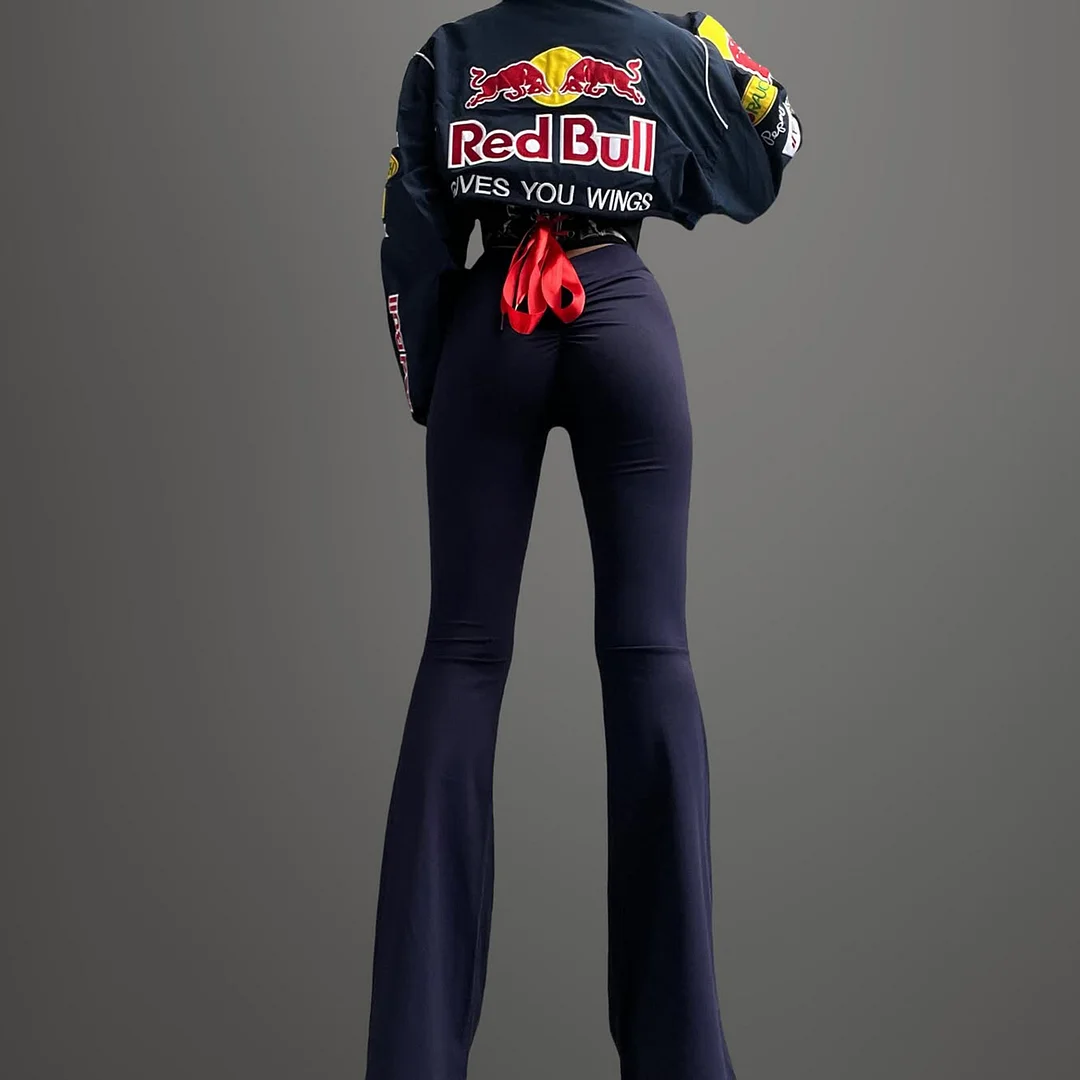 Women's Racing Print Suit Suspenders + Jacket Sexy Racing Girl Suit