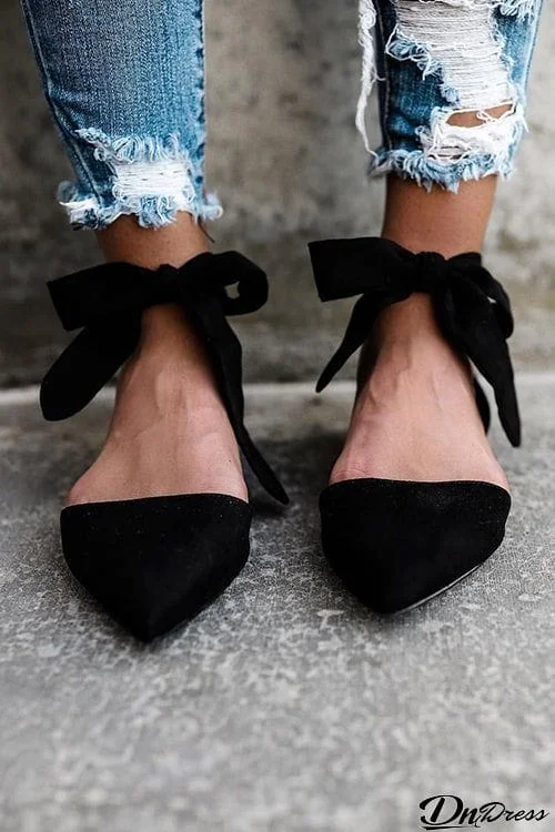 Pointed Toe Lace-up Flats Sandals