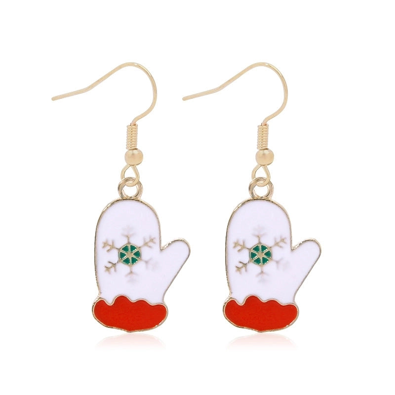 Fashion Christmas Tree Gloves Alloy Plating Inlay Artificial Gemstones Christmas Women’s Drop Earrings 1 Pair