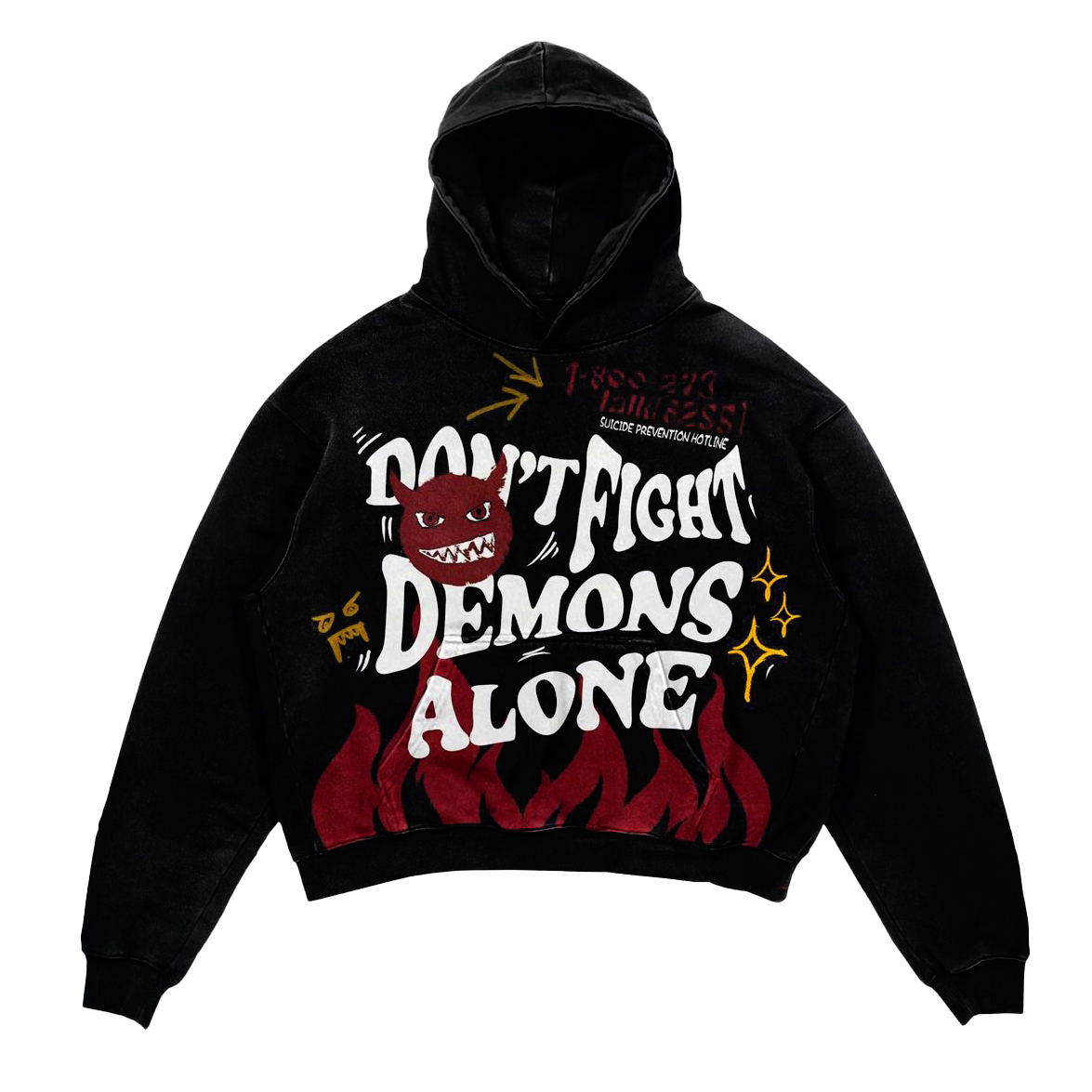 Mental Health Matters "Don't Fight Demons Alone" Graphic Oversized Hoodie