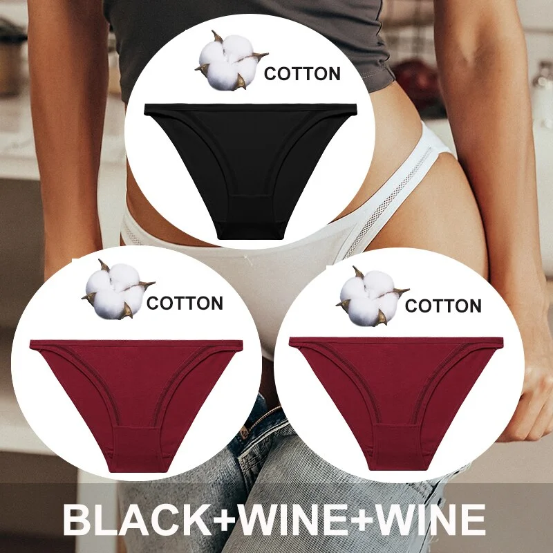 FINETOO 3PCS/Set Women Cotton Panties Sexy Lingerie Plus Size Underwear Low-Waist Briefs Female M-2XL Woman Hollow Out Pantys