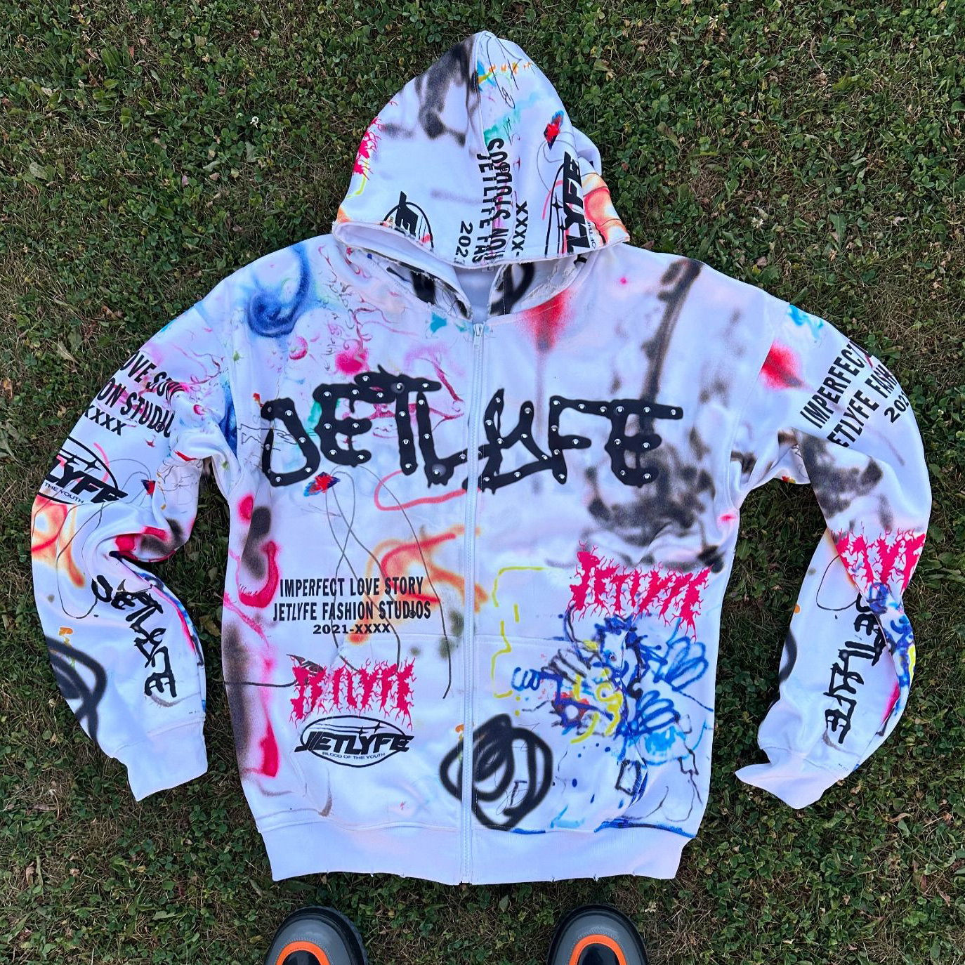 Street Style Print Long Sleeve Zipper Hoodies