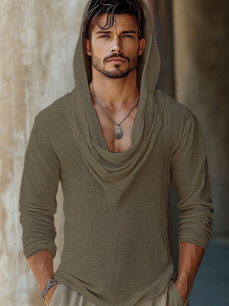 Unique Drape Design 100% Cotton Hooded Top