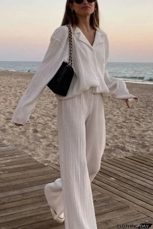 Pleated Oversized Shirt and Trouser Set