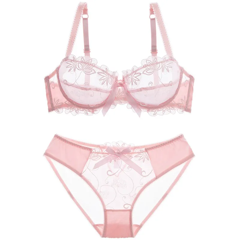 Churchf Women's Summer Sexy Bra Transparent Lace Bra Set Butterfly Butterfly Ultra Thin Airable Size Underwear