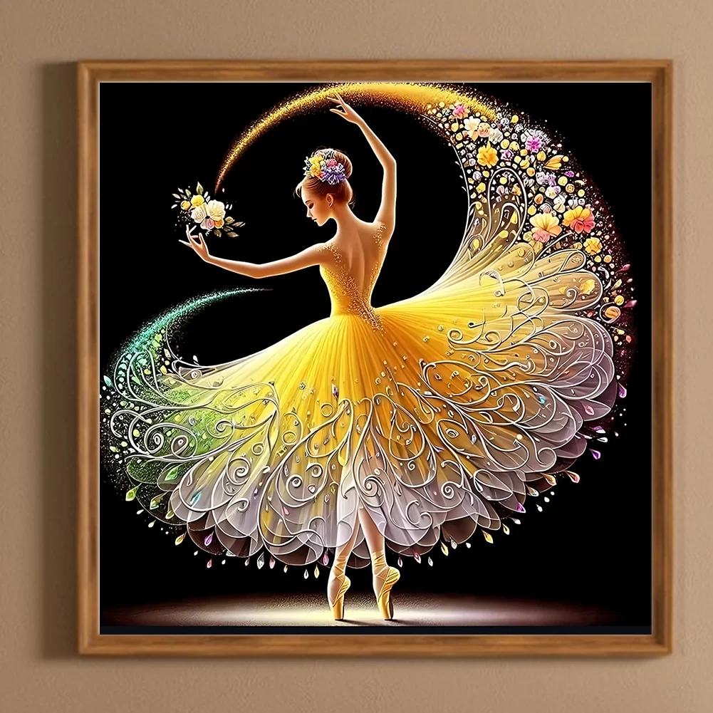 Diamond Painting - Full Round Drill - Flower Skirt Girl(Canvas|40*40cm)
