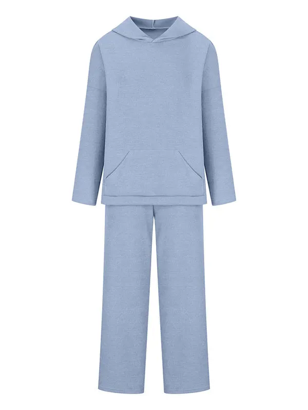 Simple Casual Loose Round Neck Sweater Pants Knit Suit