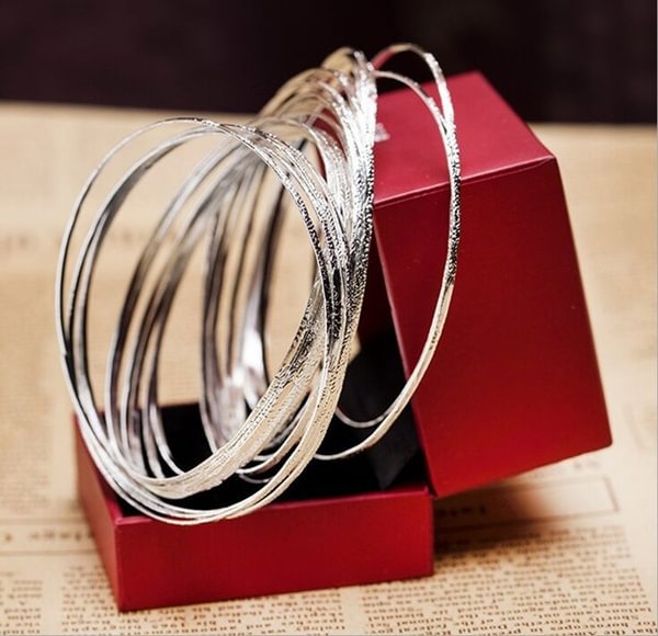 Women's Charm Silver Plated Fashion Cute Jewelry 5 Circle Bangle Bracelet New Gift