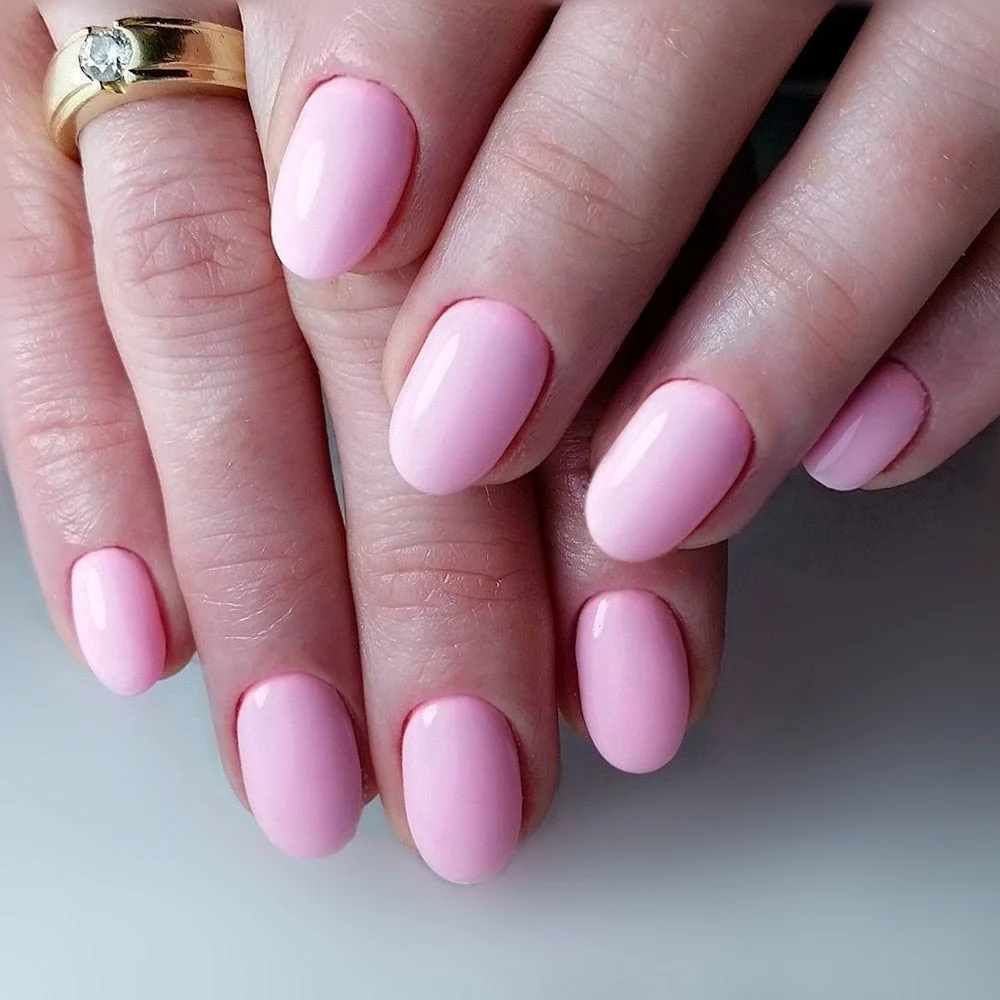 24Pcs Shiny Nude Oval Fake Nails For Children Natural Artificial Press On False Nails DIY Finger Tip Manicure Tools-Nail Inspo