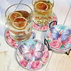 (US Local)[Upgrade]6pcs/set DIY Diamond Painting Waterproof Case Classic Butterfly Coaster Gift Decor Set