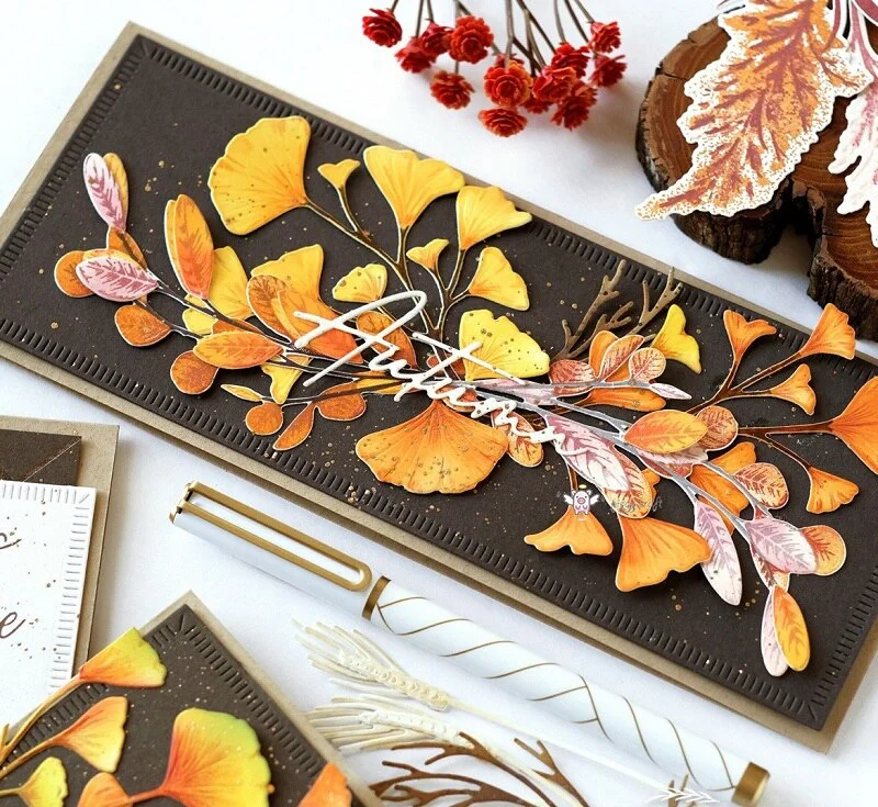 Piggy Craft metal cutting dies cut die mold Ginkgo leaves decoration Scrapbook paper craft knife mould blade punch stencils dies