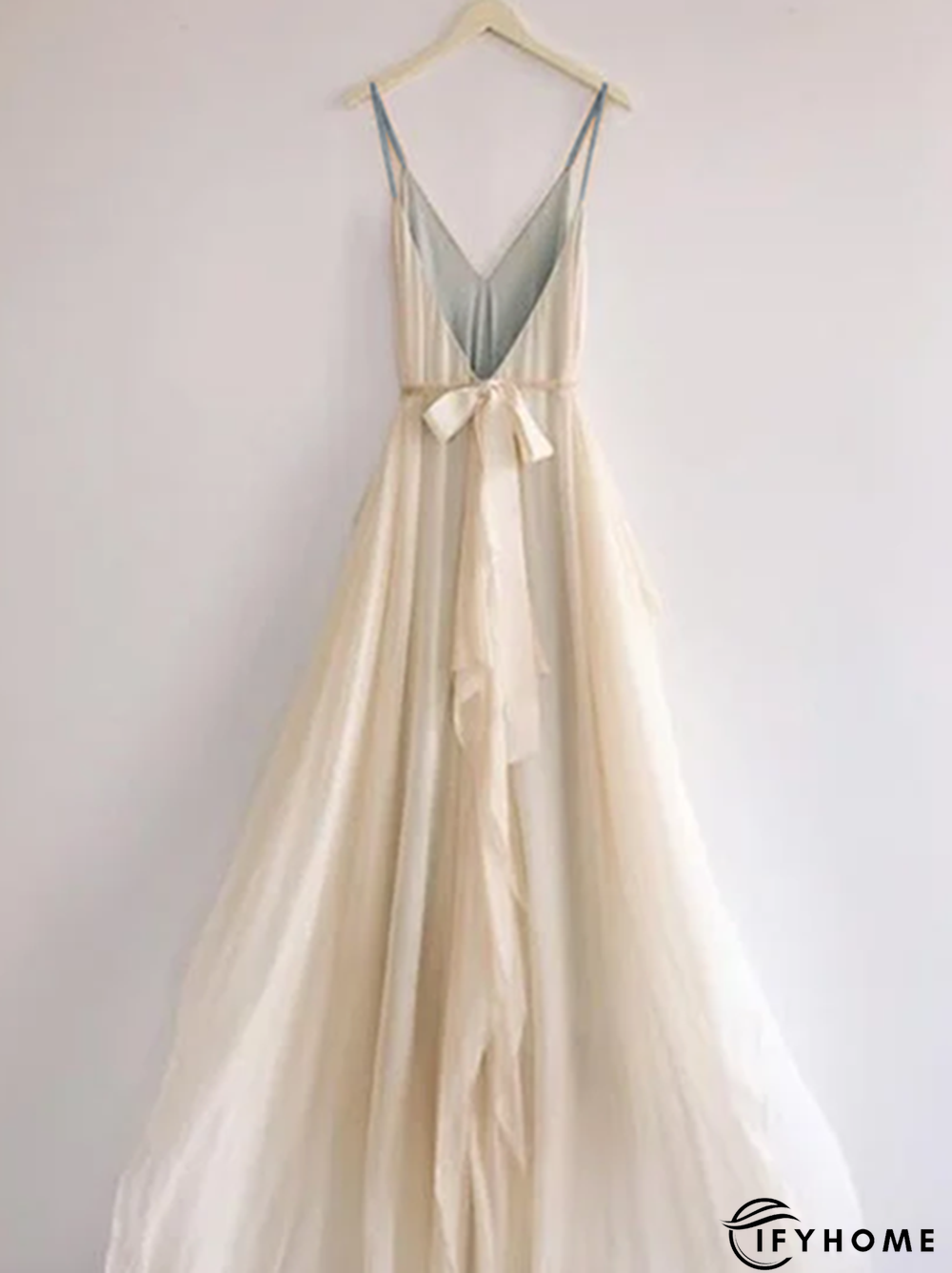 Women Beige Sleeveless Plain V Neck Weaving Dress | IFYHOME