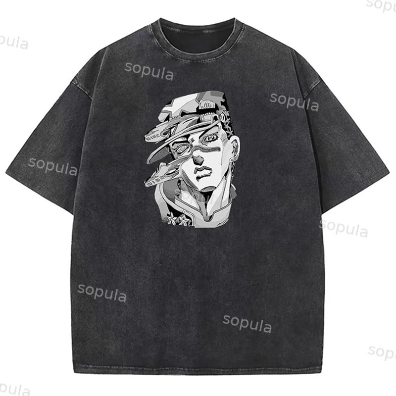 Sopula JOJO Bizarre Adventure Jotaro Stand Disk Vintage Washed T-Shirt - SOPULA