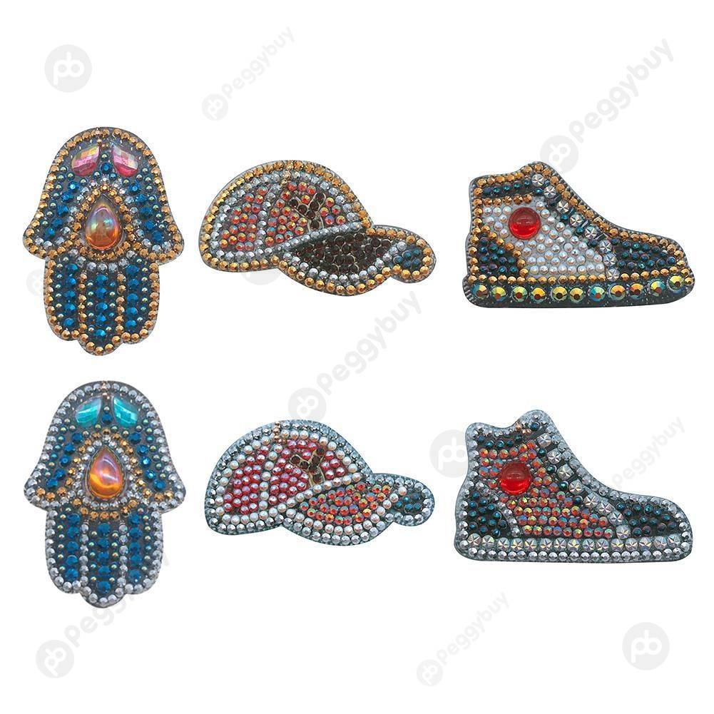 

6pcs Gloves Hat Shoes-DIY Creative Diamond Keychain, 501 Original